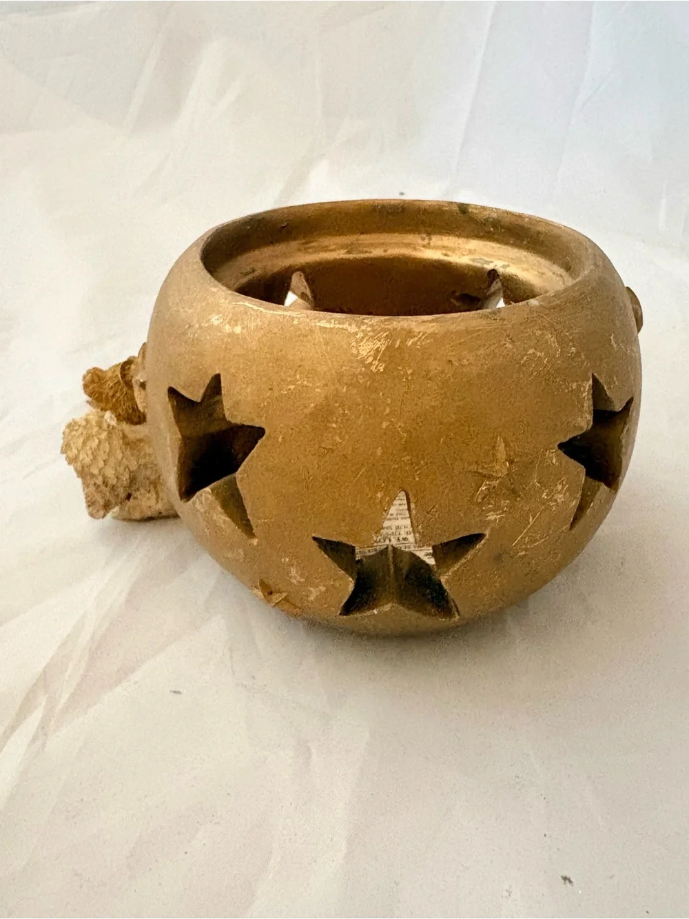 Boyds Bears Gold Star Tealight Holder with Teddy Figurine